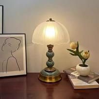 Vintage Floral Ceramic Battery Bedside Lamp with 3-Color LED