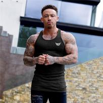Muscleguys Sporto salės drabužiai Megzti Kultūrizmas Stringer Tank Top Vyrai Y Atgal Singlets Fitneso marškinėliai Raumenys berankovė liemenė treniruotėms M
