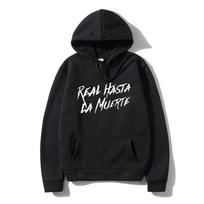 Anuel AA Printed Hoodies Sweatshirt Coat Real Hasta La Muerte casual Tracksuit Costume Unisex Women Clothing Anime Pullover Hoodie 2XL black