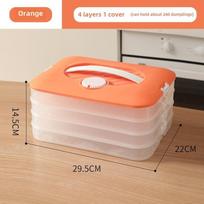 Šaldytuvo organizatorius, sukraunami maisto laikymo indai su dangteliais, BPA neturintys plastikiniai šaldiklio laikymo konteineriai virtuvės organizavimui 1 box & 1 cover oranžinė