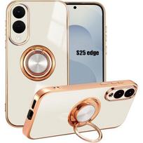 Ring Case - BOOLING - for Samsung Galaxy S25 Edge - Shockproof Slim Silicone - White balta