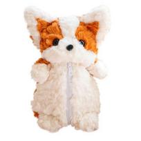 Plush Corgi Pencil Case Large Capacity Stationery Box Creative Animal Stationery Organizer for Pens Pencils Erasers oranžinė