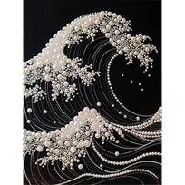 Pearl Terrifying Waves DIY Diamond Art Kits 15.7x19.6inch Gem Art Diamond Painting Kits Without Frame for Adults Gift Idea Home Wall Decor 40x50cm