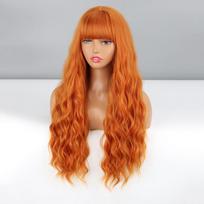 MERISIHAIR ilgas banguotas oranžinis moteriškas perukas su kirpčiukais Sintetinio pluošto Cosplay Daily Wear Ilgas natūralus banguotas perukas Ombre spalva