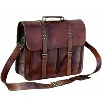Vyriškas pečių Messenger nešiojamojo kompiuterio portfelis Natūralios ožkos odos vintage ruda 10 X 3 X 13 in ruda