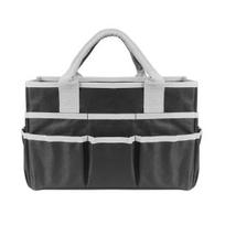 Storage Tote Bag Art Sewing Organizer Bag with Pockets Reinforced Handle Design juoda pilka spalva