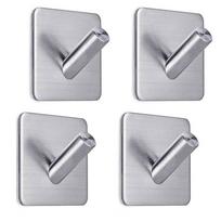 4PCS Self Stainless Towel Hanger Robe Hats Bag Key Door Wall Hooks for Kitchen Bathroom