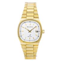 Bulova Super Seville Aukso spalvos nerūdijančio plieno vyriškas laikrodis su baltu ciferblatu, kvarcinis 97B223 balta