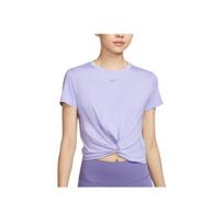 Nike Dri-Fit One Classic Twist Žaismingas Madingas Greitai Džiūstantis Trumpomis Rankovėmis T-shirt Moterims T-shirts Ledo Violetinė Juoda HJ1055-533 S