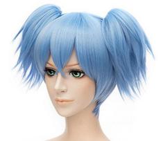 Anime ponytails trumpi perukai Cosplay nužudymo klasė Shiota Nagisa kostiumas karščiui atsparūs sintetiniai plaukai vyriški Cosplay perukai One Size dangaus mėlyna spalva