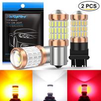 2 vnt 1156 BA15S P21W 1157 P21/5W BAY15D BAU15S PY21W T20 T25 3157 3156 S25 60SMD 3014 2400LM Pakeiskite automobilio atbulinės eigos žibintą 7440 T20 W21W WY21W geltona