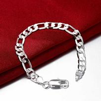 Klasikinės 925 svarų sterlingų sidabro 18K aukso spalvos 8MM geometrinės apyrankės vyrams, moterims Madingos vakarėlių, vestuvių dovanos Smulkūs papuošalai 20cm 8inches sidabras