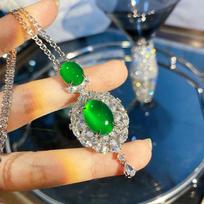 BELLA BOX Luxury High Ice Chalcedony Full Drill Double Egg Emerald Clavicle Chain Suitable For Women's Daily Party Fashion Jewelry žalia