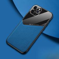 Suitable for IPhone16 Leather-textured Phone Case, Magnetic Car Stand, Apple 15 Anti-drop 14proMax Protective Case iPhone16 mėlyna