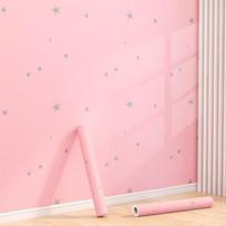 Rožiniai vaikų kambario lipni tapetai Princesės kambario miegamojo žvaigždžių rašto foninė sienelė PVC lipdukas tapetai 45X200cm pink