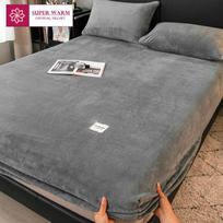 Puikus flanelinis paklodė žiemai, šiltas koralų vilnos čiužinio užvalkalas Minkštas kvėpuojantis lovos užvalkalas, neįskaitant pagalvės užvalkalo Bed sheet (90x200x25cm) sidabro pilka spalva
