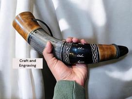 Viduramžių VIKINGŲ KARO RAGAS mūšio trimitas Rankomis graviruotas Pučiamasis ragas 16 colių Dovana natūralus Ragas Bugle Medžioklės įrankis Dovana Dekoras M aero