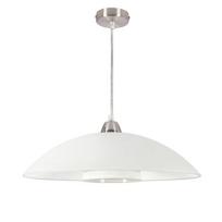 Pakabinamas šviestuvas Candellux Duetto 1xE27 satin nikelis su baltu stiklo gaubtu