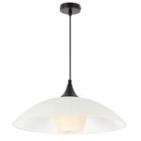 Pakabinamas šviestuvas Candellux Duetto 1xE27 40W, juodas rėmas, baltas/smėlio spalvos stiklo gaubtas