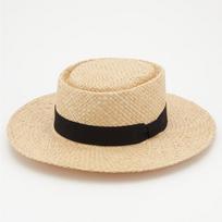 Women's Raffia Straw Hat Pure Handmade Straw Hat Travel Vacation Men  Sun Hat Black  Elegant Fedora Hat M 56-58cm