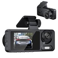 3 kameros Dash Cam kelių kalbų skaidrus automobilio galinio vaizdo veidrodėlis automobilio vaizdo įrašymo vaizdo kamera platus juoda
