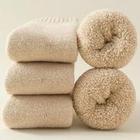 3 poros vyrų moterų vilnonių kojinių poroms Vienspalvės Žiemos Sniego Kalėdinė Dovana Šiltos Kašmyro Merino Storio Fleece Kilpinis audinio kojinės EU38-43 beige