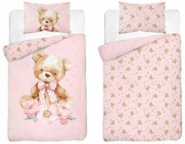 Vaikiškas patalynės užvalkalų komplektas Teddy Bear PPG-154, rožinė sp./rusva sp., 120 x 90 cm