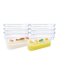 Vienkartiniai 160 ml ilgos ovalios plastikinės desertinės taurės (100 vnt. pakuotė)
