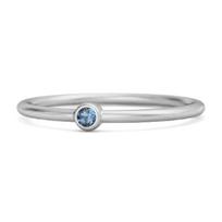 Londono mėlynas topazas Apvalus Minimalistinis Bezel Set Žiedas - 925 Sterlingas Sidabro 9 balta