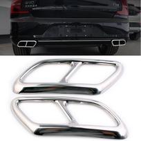 Automobilio galinis dvigubas duslintuvo galinis vamzdelio lipduko apdailos dangtelis Volvo 2016- S90 V90 S60 plienas chromas duslintuvo dalies priedai
