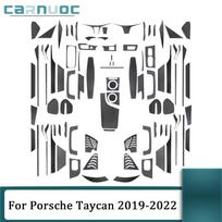 Skirta Porsche Taycan     Automobilio interjero dekoratyviniai priedai Anglies pluošto juodos lipdukai Dangtelis Apdailos skydelis Durų panelė Center vent splitter