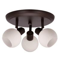 Lubų lempa Candellux Grano 3xE14 40W, šokolado spalvos apdaila, balti stikliniai gaubtai