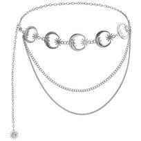 Hip Hop Style Metal Punk Waist Chain Moon Star Waistband Womans Layered Belt Dress Cummerbands sidabras