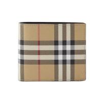 Burberry Classic Check Foldable Leather Card Holder Wallet for Men in Beige Basic Set (Bag+Dust Bag) smėlis