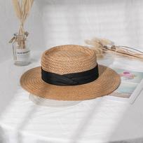 Klasikinė plokščia kepurė nuo saulės, klasikinė vienspalvė šiaudinė džiazo kepurė, elegantiška prancūziško stiliaus vasaros paplūdimio kepurė moterims, vyrams one size juoda