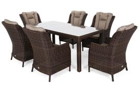 Lauko baldų komplektas Bristol 180 cm, 6+1, Brown Mat / Brown Melange