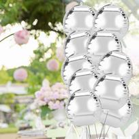 4D Round Sphere Shaped Aluminum Foil Balloons for Birthday Party Wedding Decor(20pcs Silver)