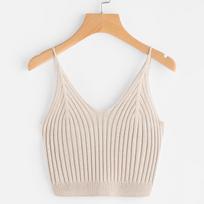 Ribbed Knit Crop Cami Top abrikosas
