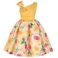 Baby Girls Silk Floral Princess Tutu Dress for Wedding Birthday & Holiday Parties 100cm geltona