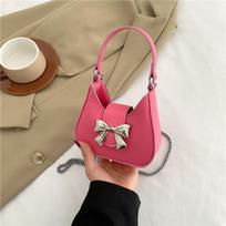 Unikalus dizainas Naujas lankas Metalinė sagtelė Mini madingas vieno peties rankinis krepšys grandinėlė Crossbody krepšys moterims pink