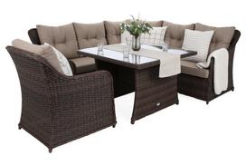 Lauko baldų komplektas Bergamo Corner su 1 foteliu, Brown Mat / Brown Melange