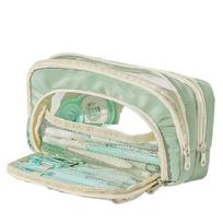 Big Pencil Case Large Capacity Pen Pouches Portable Pen Organizers Storage Bag Travel Makeup Pouches for Student Teen žalia