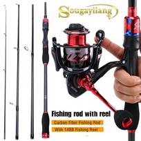 Meškerės ritė, 4 sekcijų anglies pluošto meškerė ir 13+1 rutulinio guolio spiningo meškerės ritė 1.8M Rod&Reel 1000