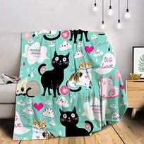 Mielas Katė Kawaii Gyvūno Dizainas Flanelinis Pledas Lengvas Šiltas Jaukus Dovana Vaikui ir Suaugusiems Dovana Tinka Sofa Lova Kėdė 75x100cm 30x40inch