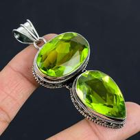 Peridoto brangakmenio pakabukas iš vientiso 925 prabos sidabro, papuošalas, dovana unisex