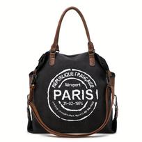 Vintage Letter Print Tote Bag, Simple Canvas Crossbody Bag, Trendy Shoulder Bag For Office School Travel juoda