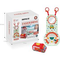 Activity Game Children's Steering Wheel for Car,Mirror Seat Car Toy Steering Wheel Toy for Babies Clay Rustling Baby Play Matte Entertainment Car Trip 64*20cm raudona/žalia