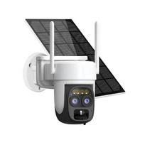 4K 8MP dvigubo objektyvo WIFI saulės kamera lauke 10x optinis priartinimas dvipusis garsas, spalvotas naktinis matymas su integruota baterija saugos kamera WiFi Cam