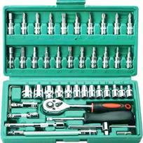 46Pcs 1/ 4  Socket Ratchet Wrench Set with Bit Socket Set, Extension Bar Gimbal Slide Bar Extension Sockets Set for Automotive Repair And Home Use