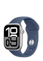 APPLE Series 10 GPS + Cellular, Silver Aluminium Case, Denim Sport Band (M/L), MWX43QF/A, 42mm